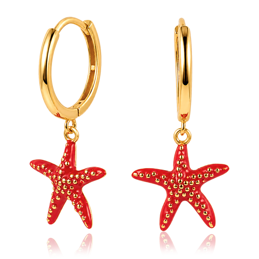 Aros Estrella De Mar Roja Oro