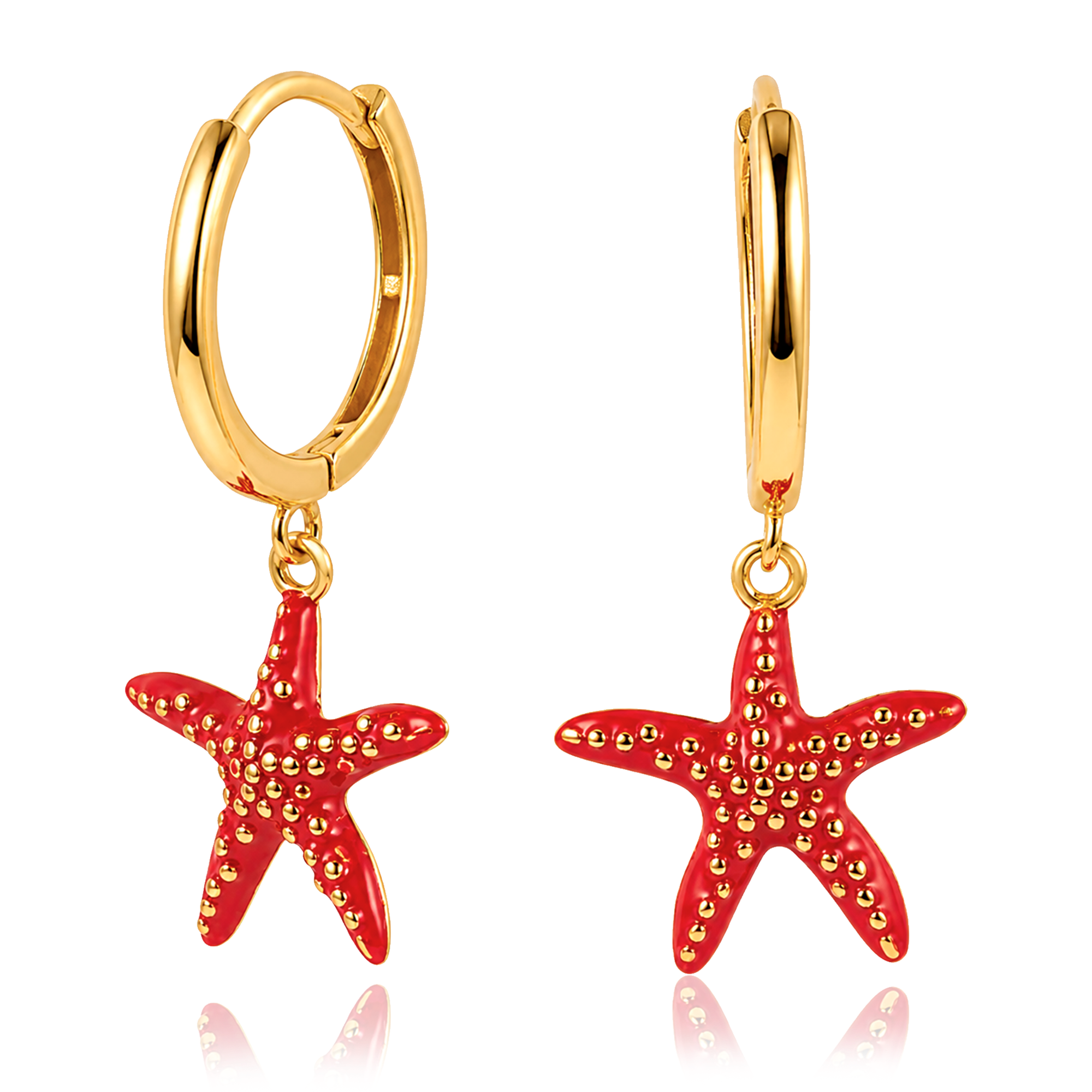 Aros Estrella De Mar Roja Oro