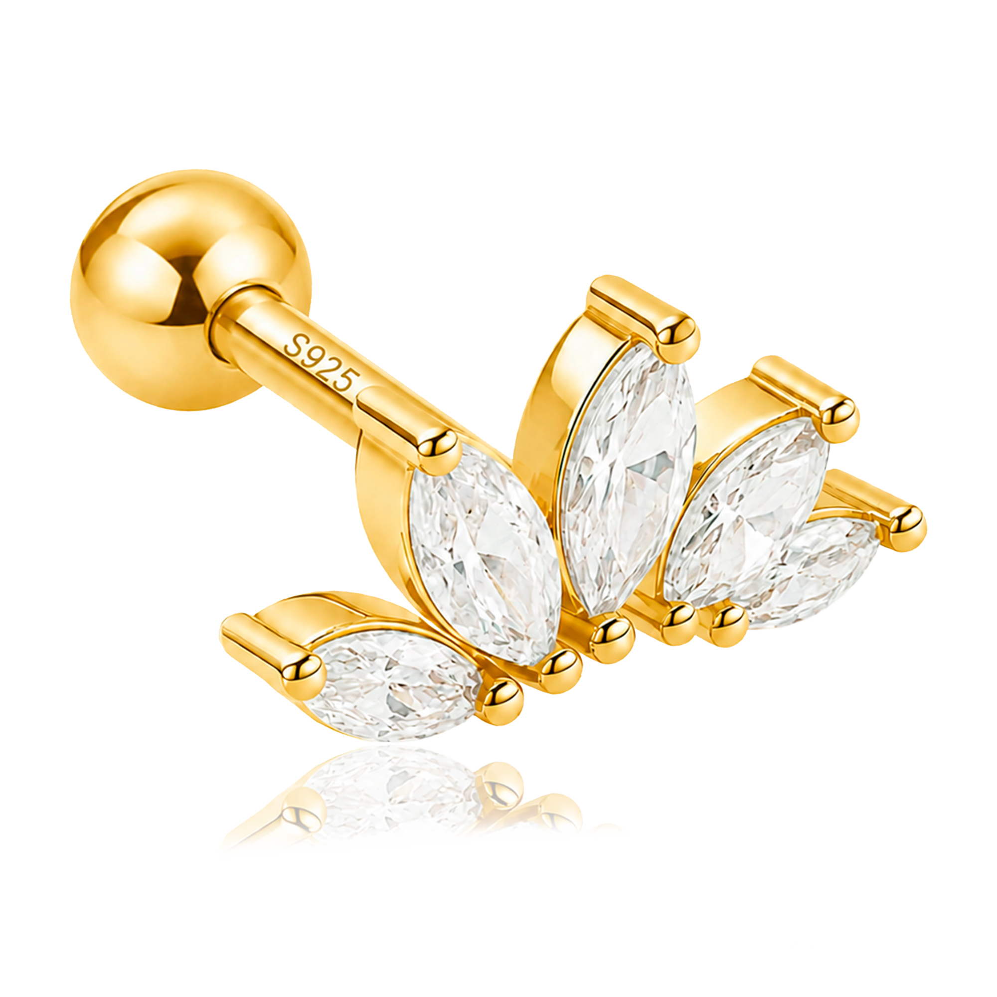 Orecchino Tabi Bianco Oro