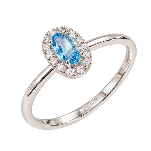 Anello Mini Ovale Celeste Argento