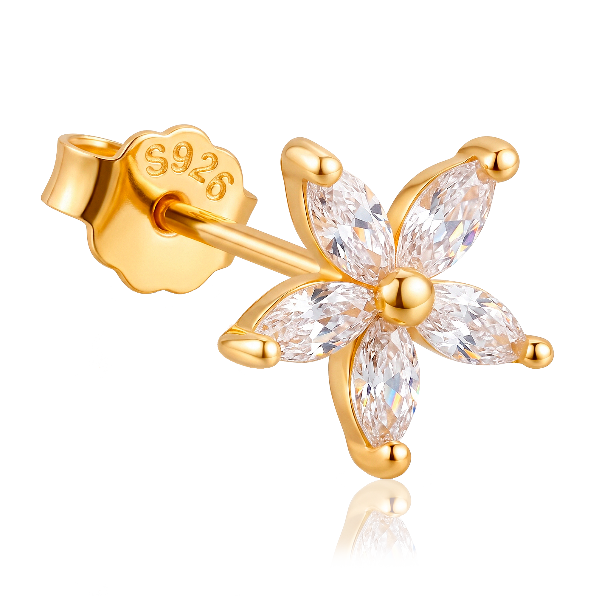 Pendiente Flor Blanca Oro