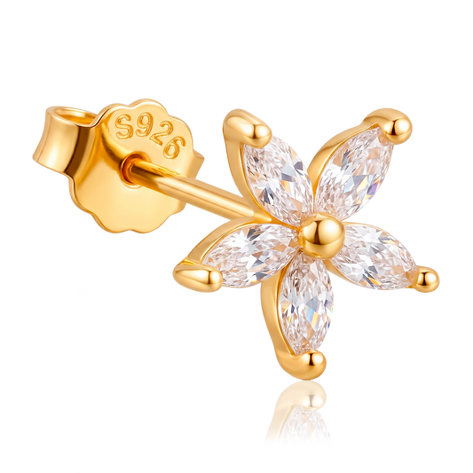 Pendiente Flor Blanca Oro