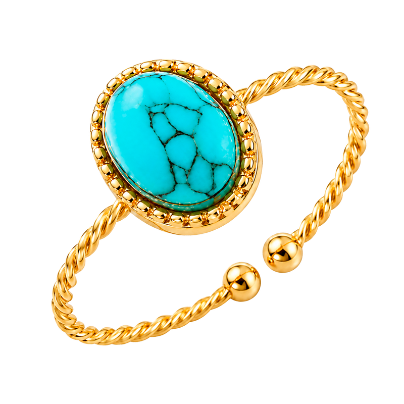 Anello Ovale Turchese Oro