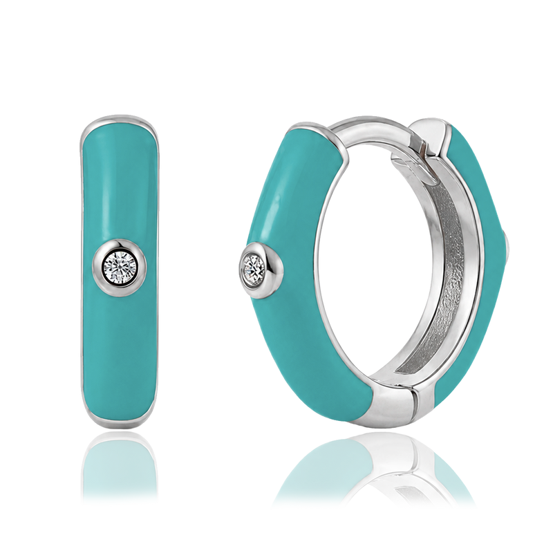 Dea Turquoise Silver Hoops
