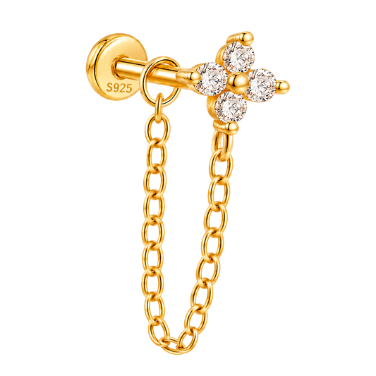 Pendiente Flor Cadena Oro