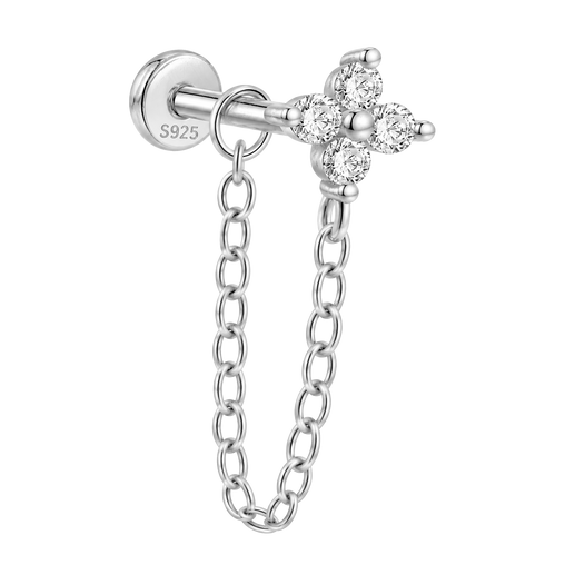 Pendiente Flor Cadena Plata