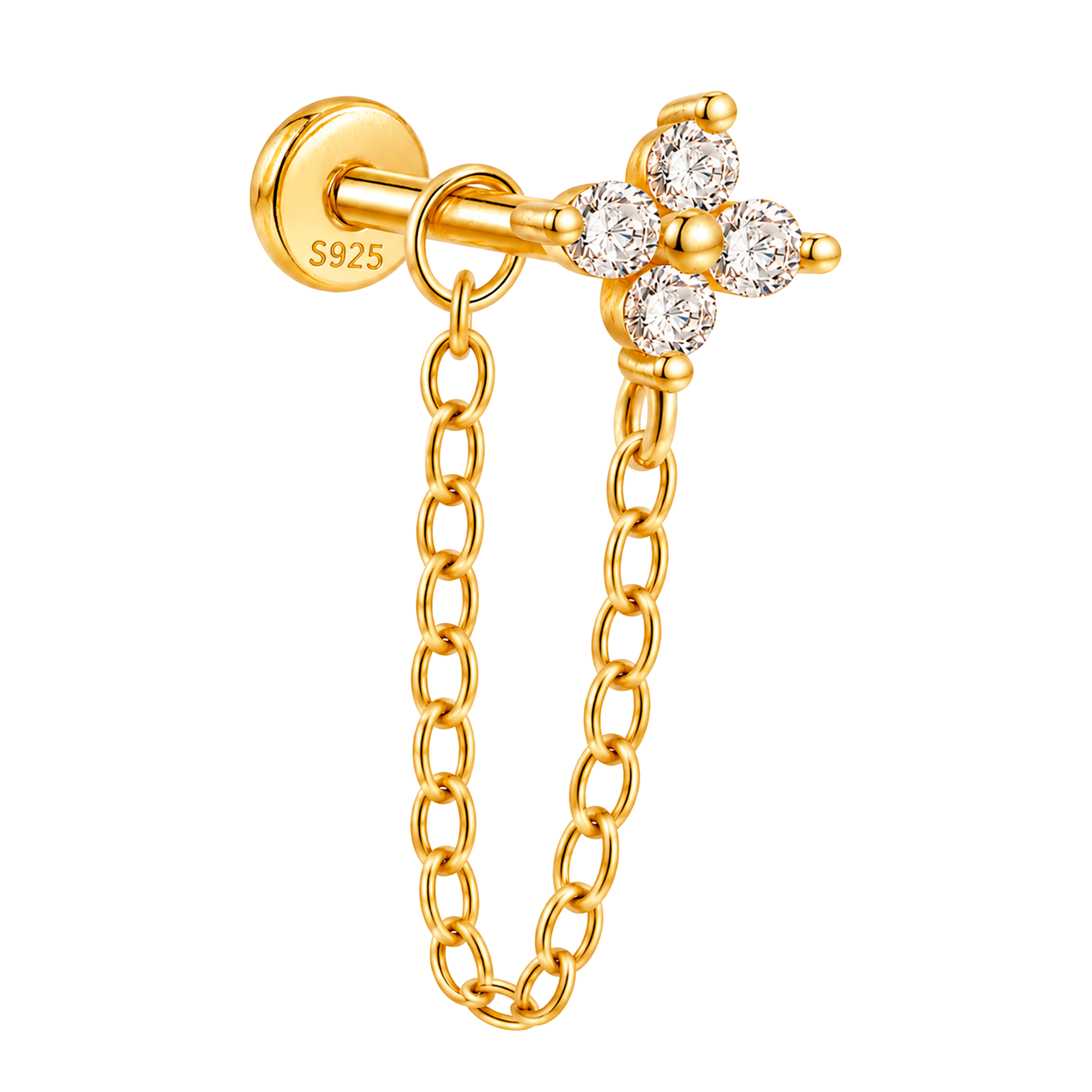 Pendiente Flor Cadena Oro