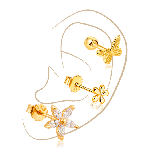Set Petals Oro · Plata de ley bañada en oro 18k