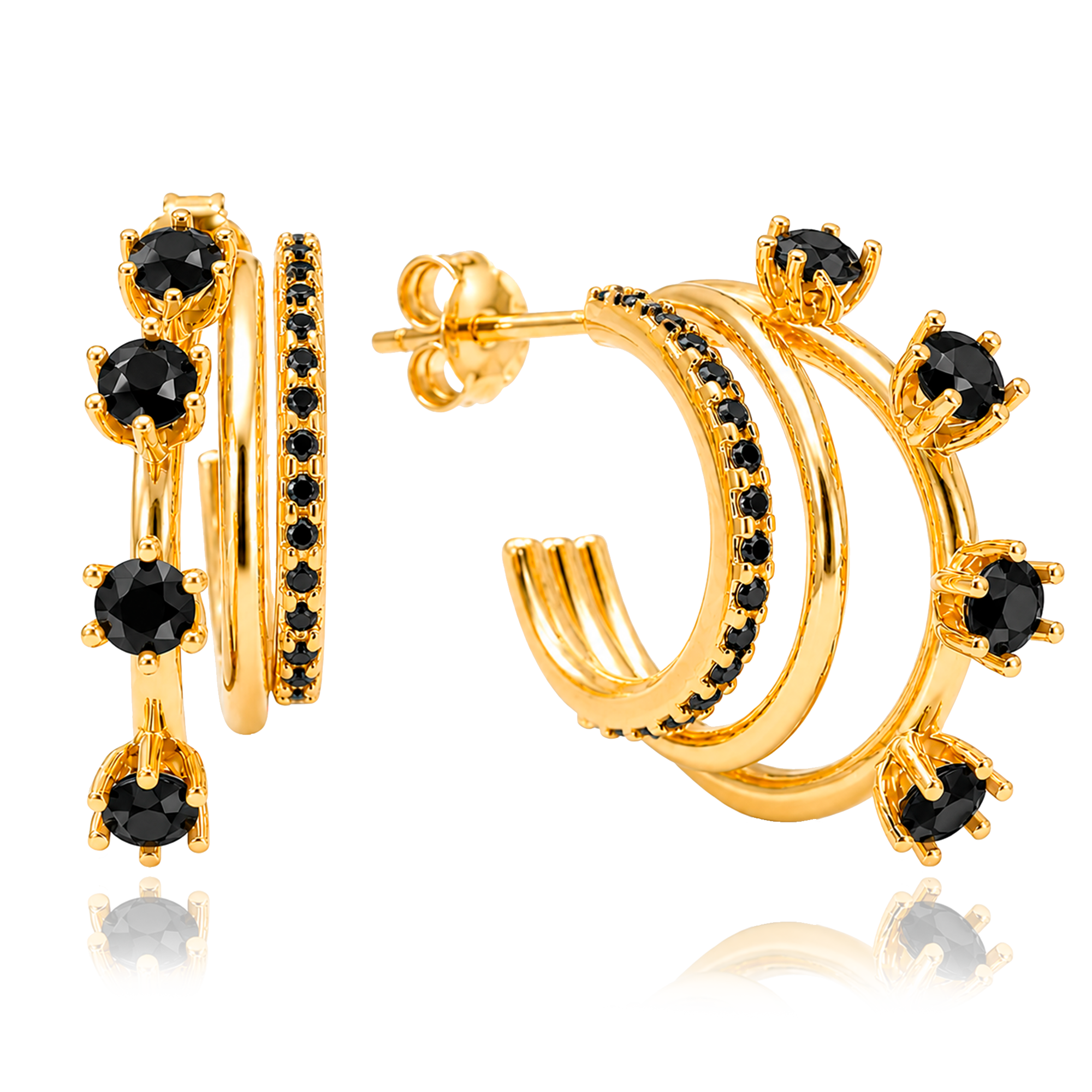 Aros Triple Aura Black Oro