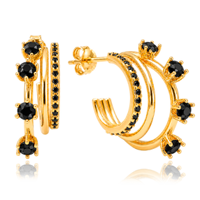 Aros Triple Aura Black Oro