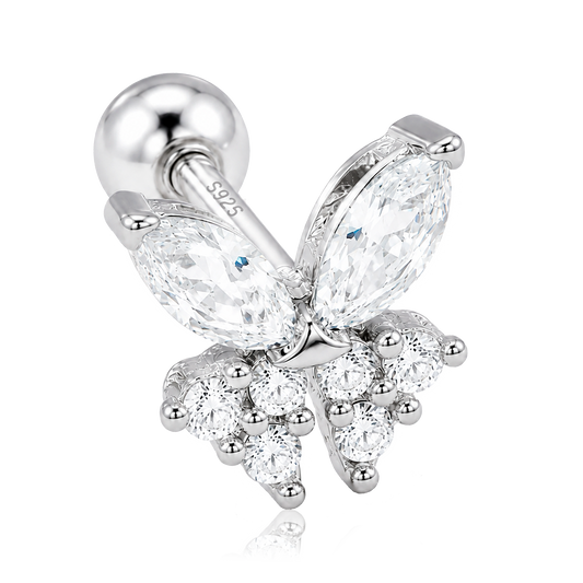 Orecchino farfalla bianco argento