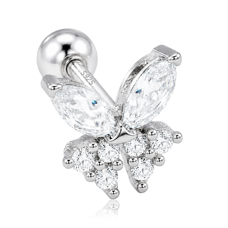Silver White Butterfly Earring