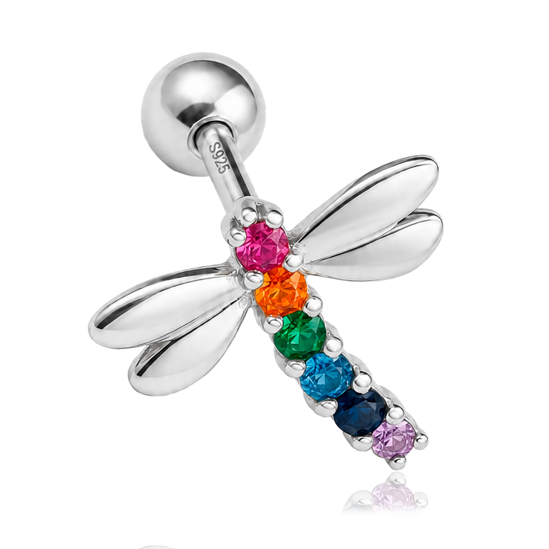 Pendiente Colorful Libélula Plata