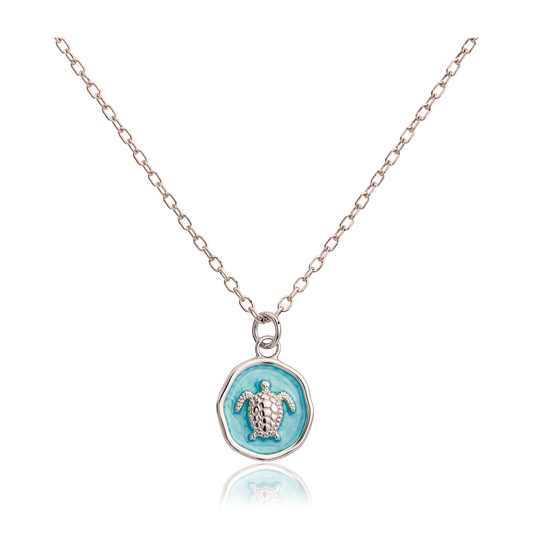 Collar Turquesa Sea Turtle Plata