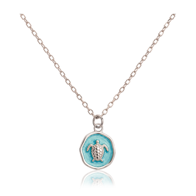 Collar Turquesa Sea Turtle Plata
