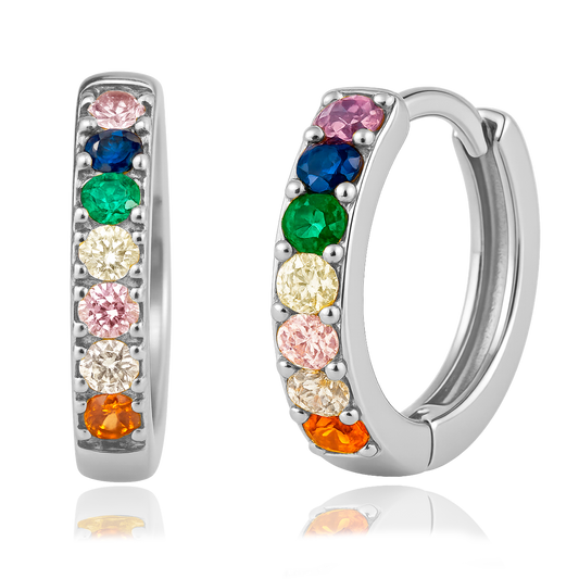 Mini Rainbow Silver Hoops - 7mm 