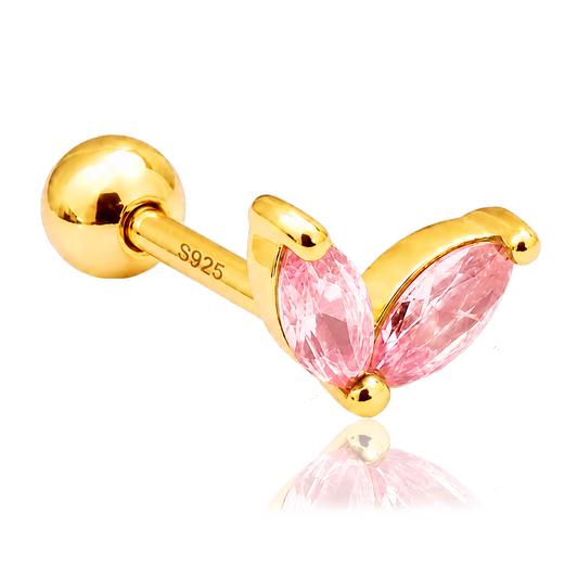 Pendiente Blossom Rosa Claro Oro