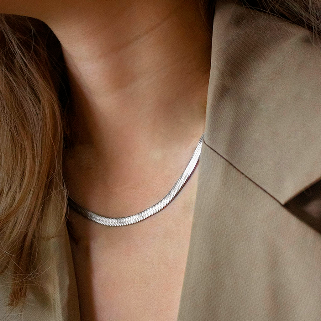Collar Cadena de Serpiente Plata - 4mm