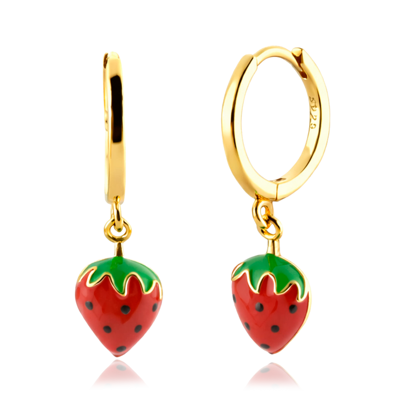 Gold Strawberry Earrings 