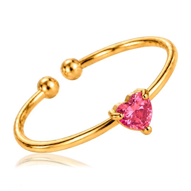 Anillo Mini Corazón Fucsia Oro