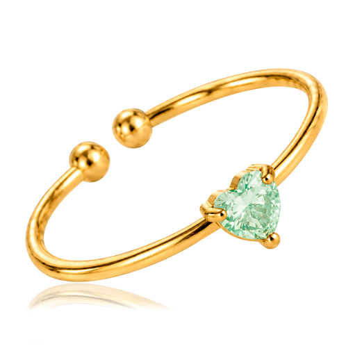 Anillo Mini Corazón Green Mint Oro