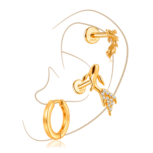 Set Fishy Oro · Plata de ley bañada en oro 18k