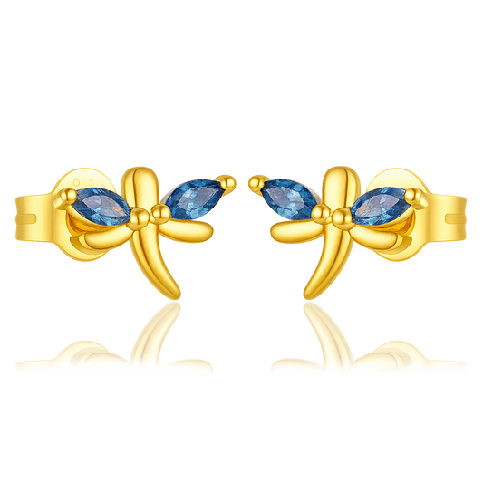 Pendientes Blue Libélula Oro