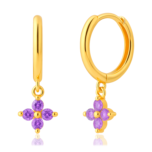 Aros Flor Lila Oro