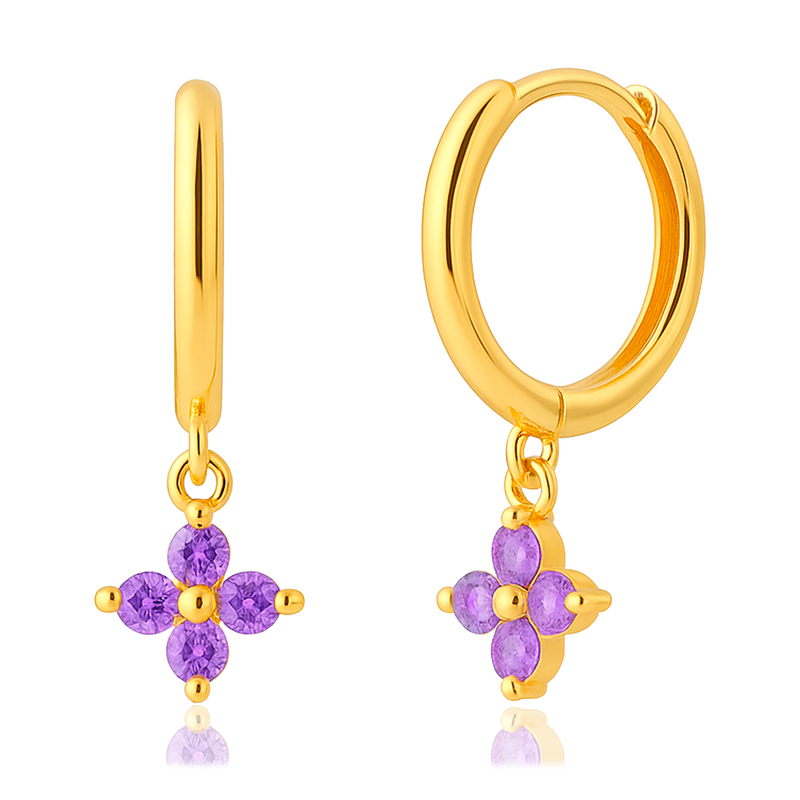 Aros Flor Lila Oro