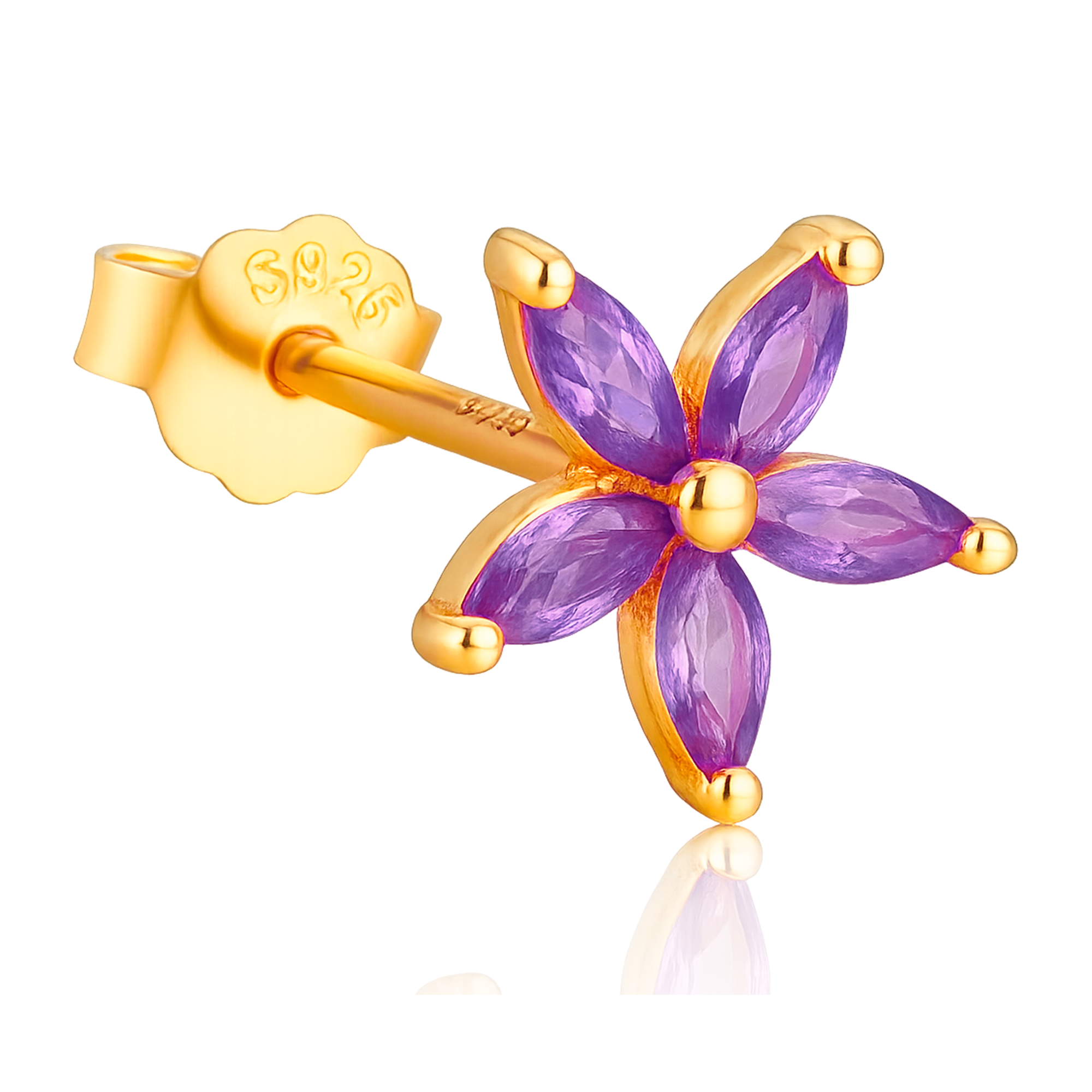 Pendiente Flor Lila Oro