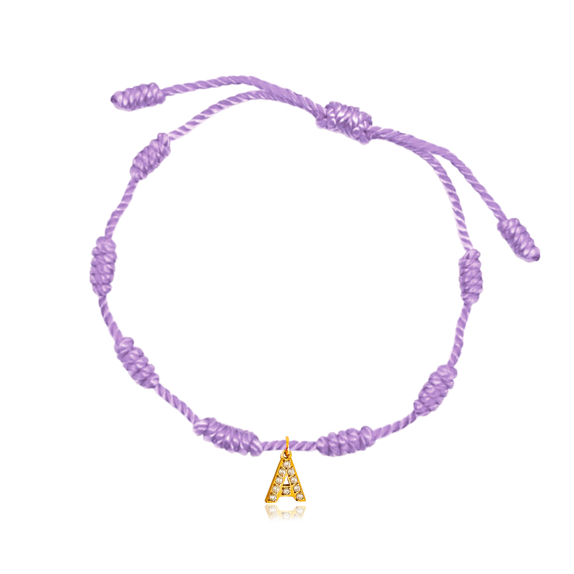 Pulsera 7 Nudos Lila Inicial Brillante