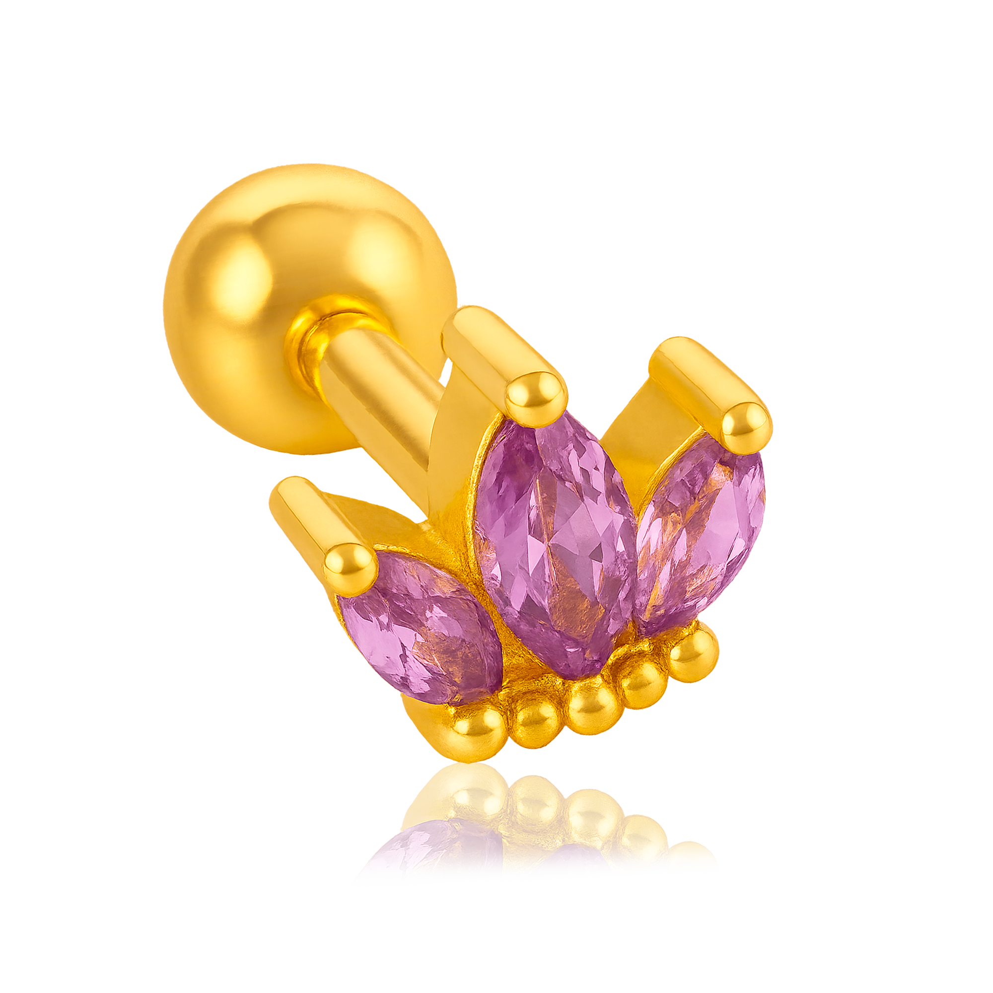 Pendiente Tulipán Lila Oro