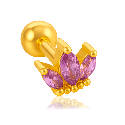 Pendiente Tulipán Lila Oro