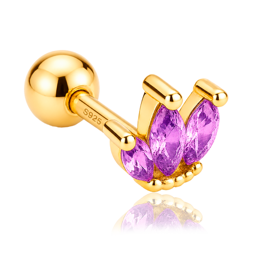 Pendiente Tulipán Lila Oro