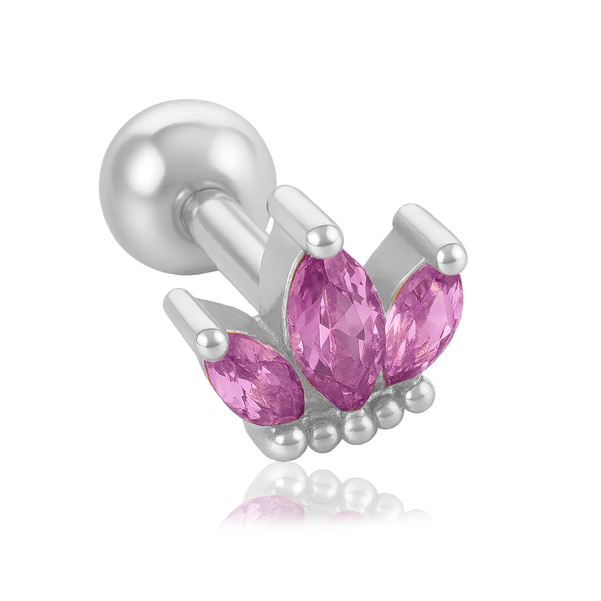 Pendiente Tulipán Lila Plata