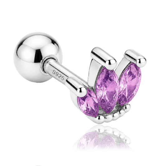 Pendiente Tulipán Lila Plata