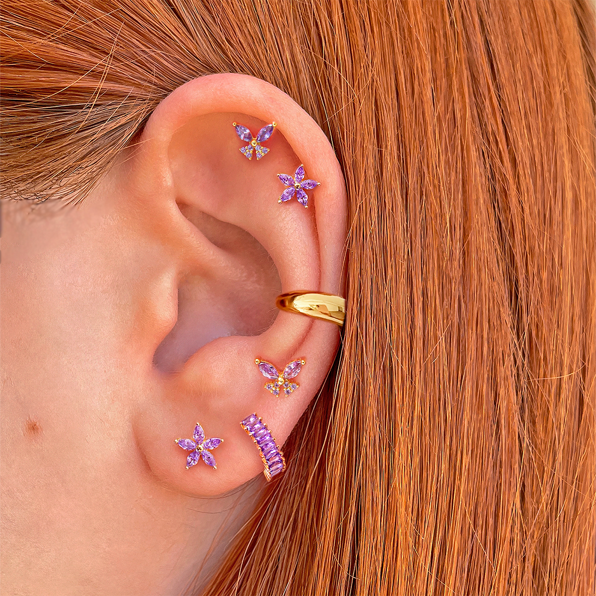 Lilac Butterfly Earring
