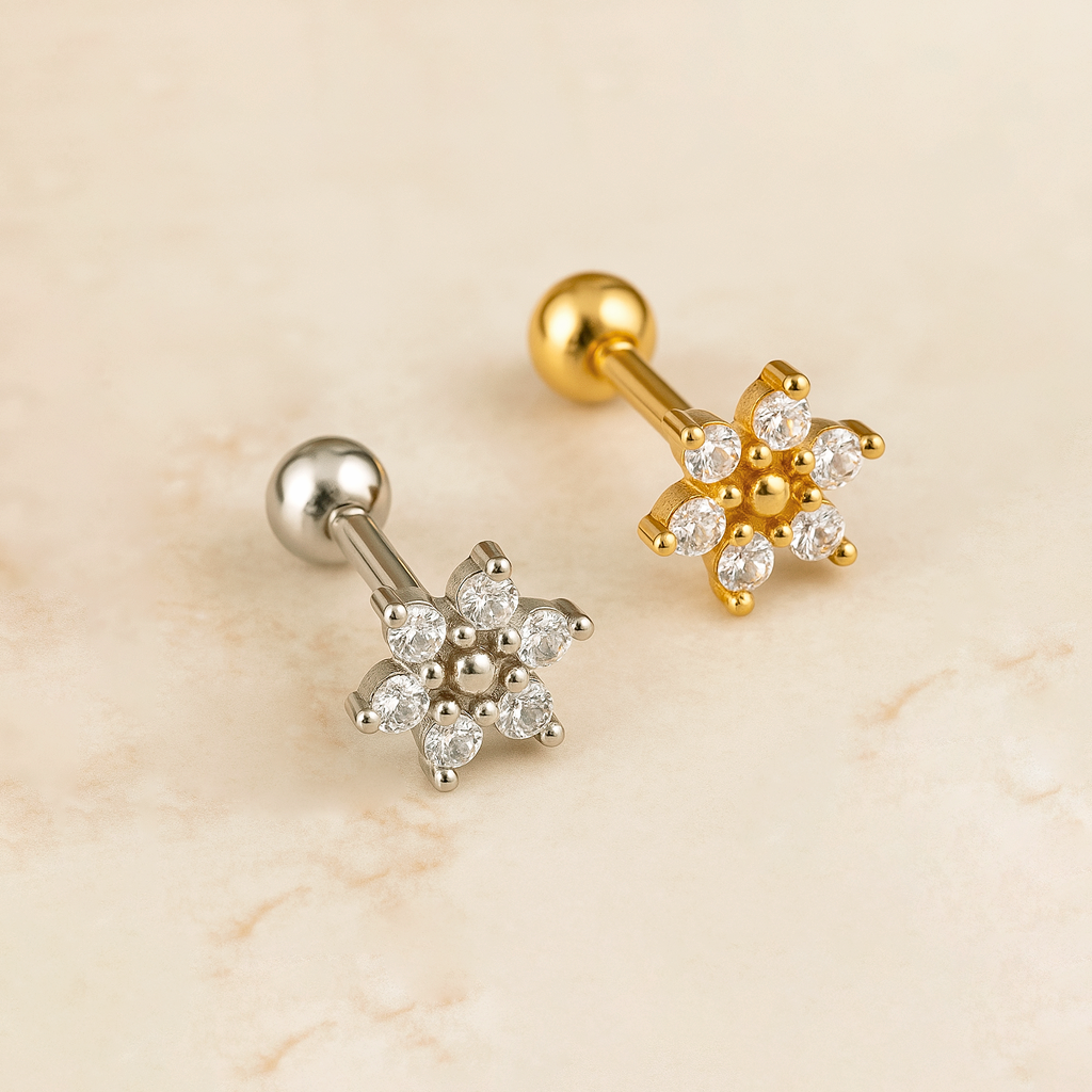 Mini White Flower Earring