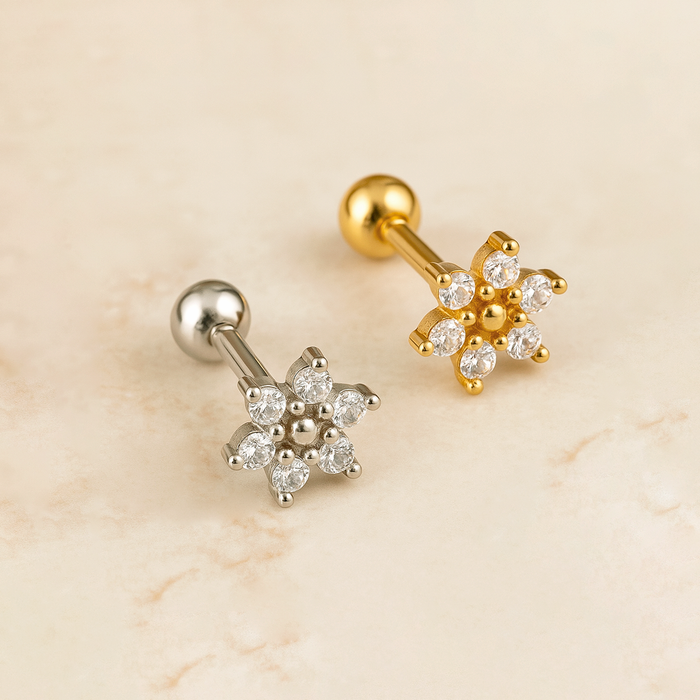 Mini White Flower Earring
