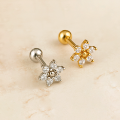 Mini White Flower Earring