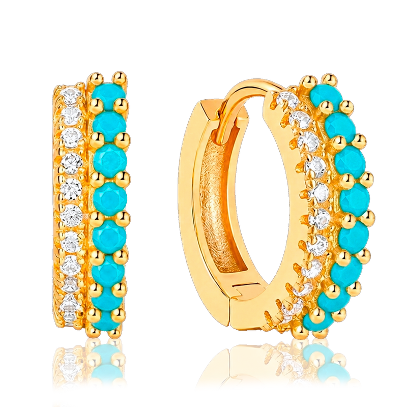 Aros Mava Turquesa Oro
