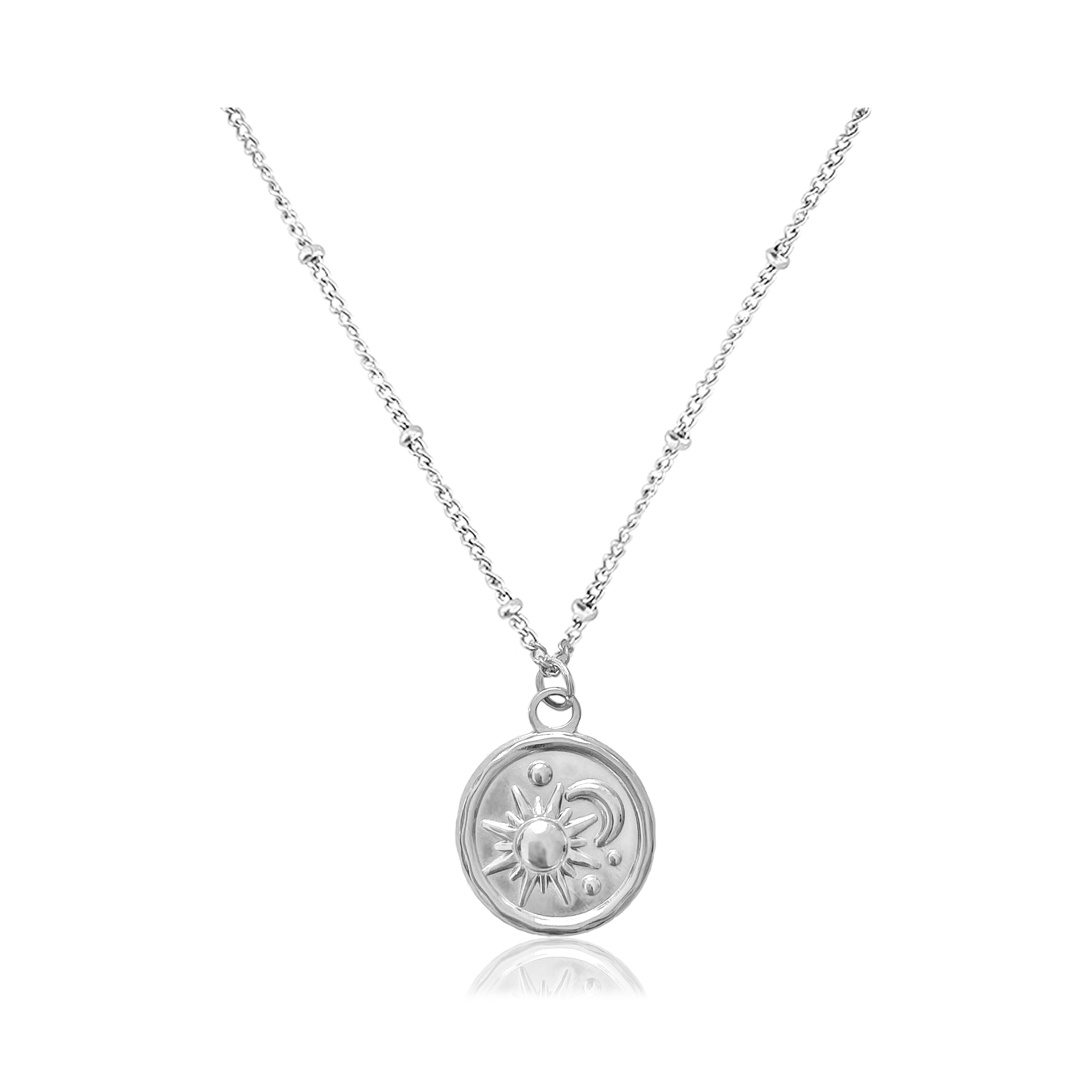 Collar Medalla Sol y Luna Plata
