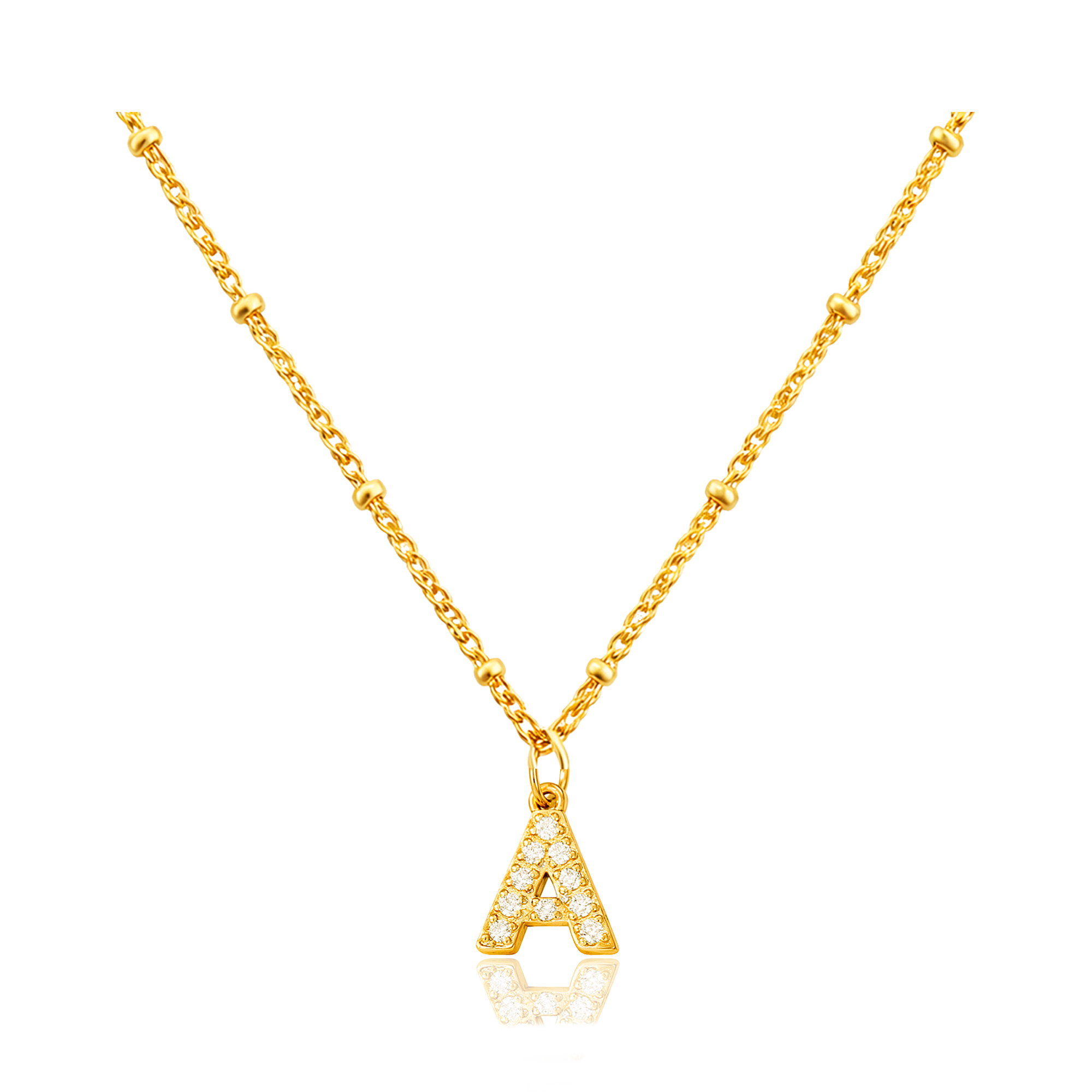 Collar Shiny Inicial Bolitas Oro