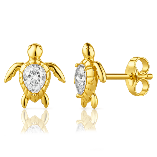 Pendientes Mini Shiny Sea Turtle Oro