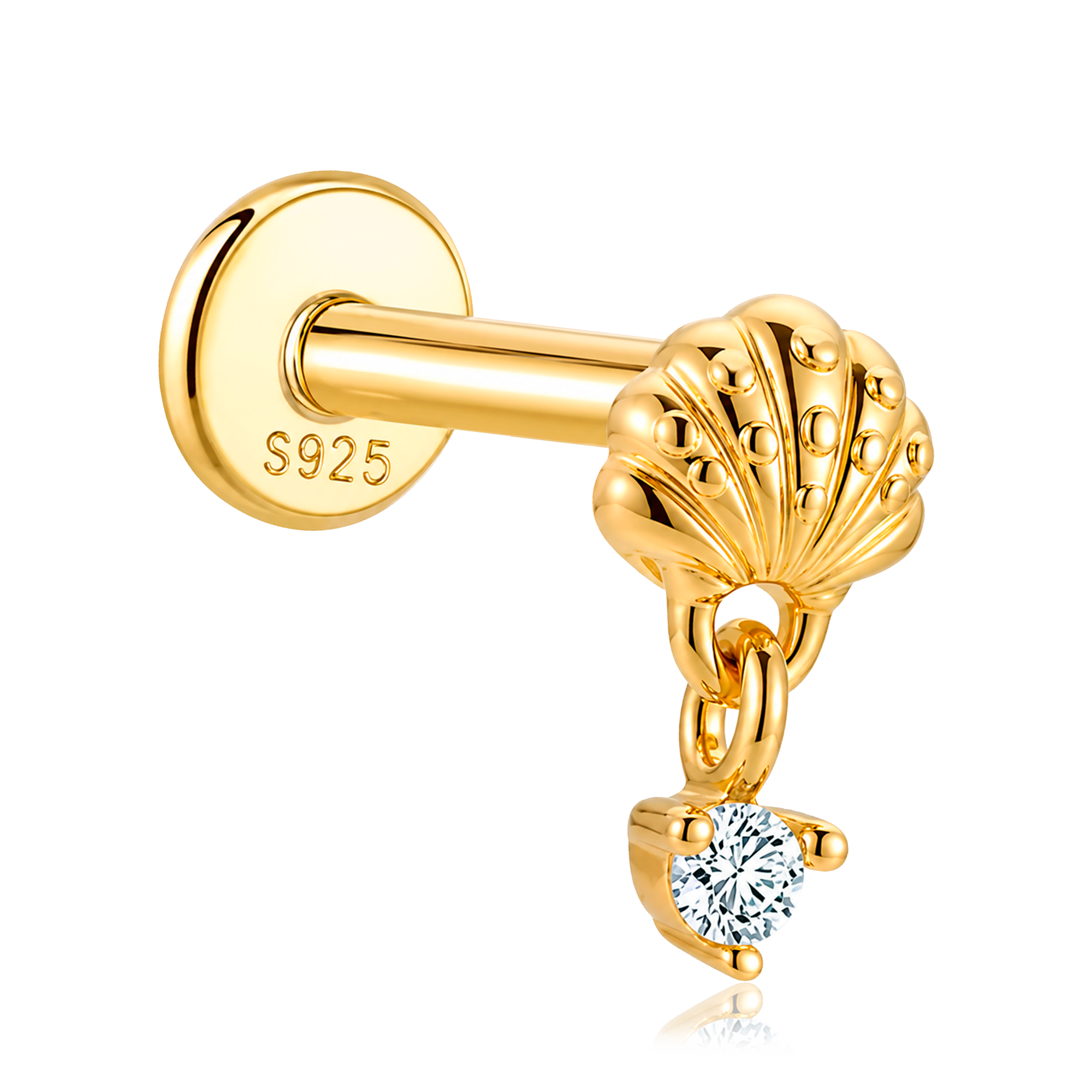 Pendiente Mini Shiny Shell Oro