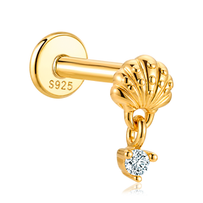 Pendiente Mini Shiny Shell Oro