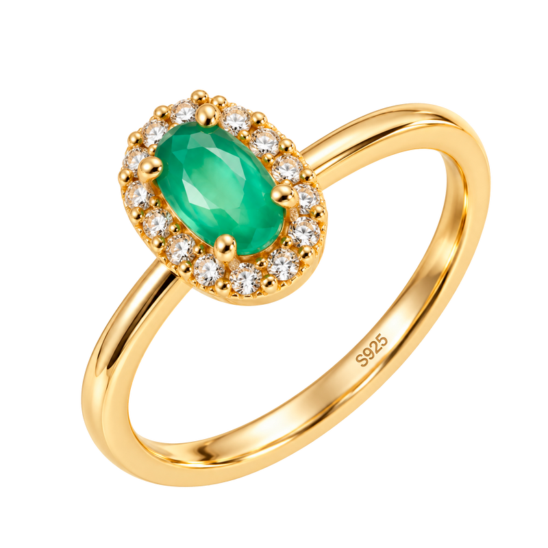 Anello ovale verde menta oro
