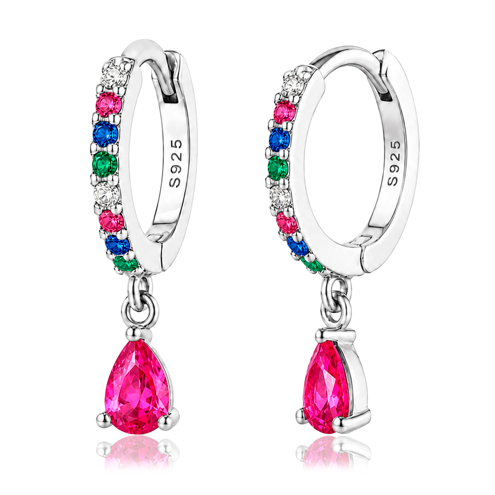 Ayla Colorful Silver Hoops