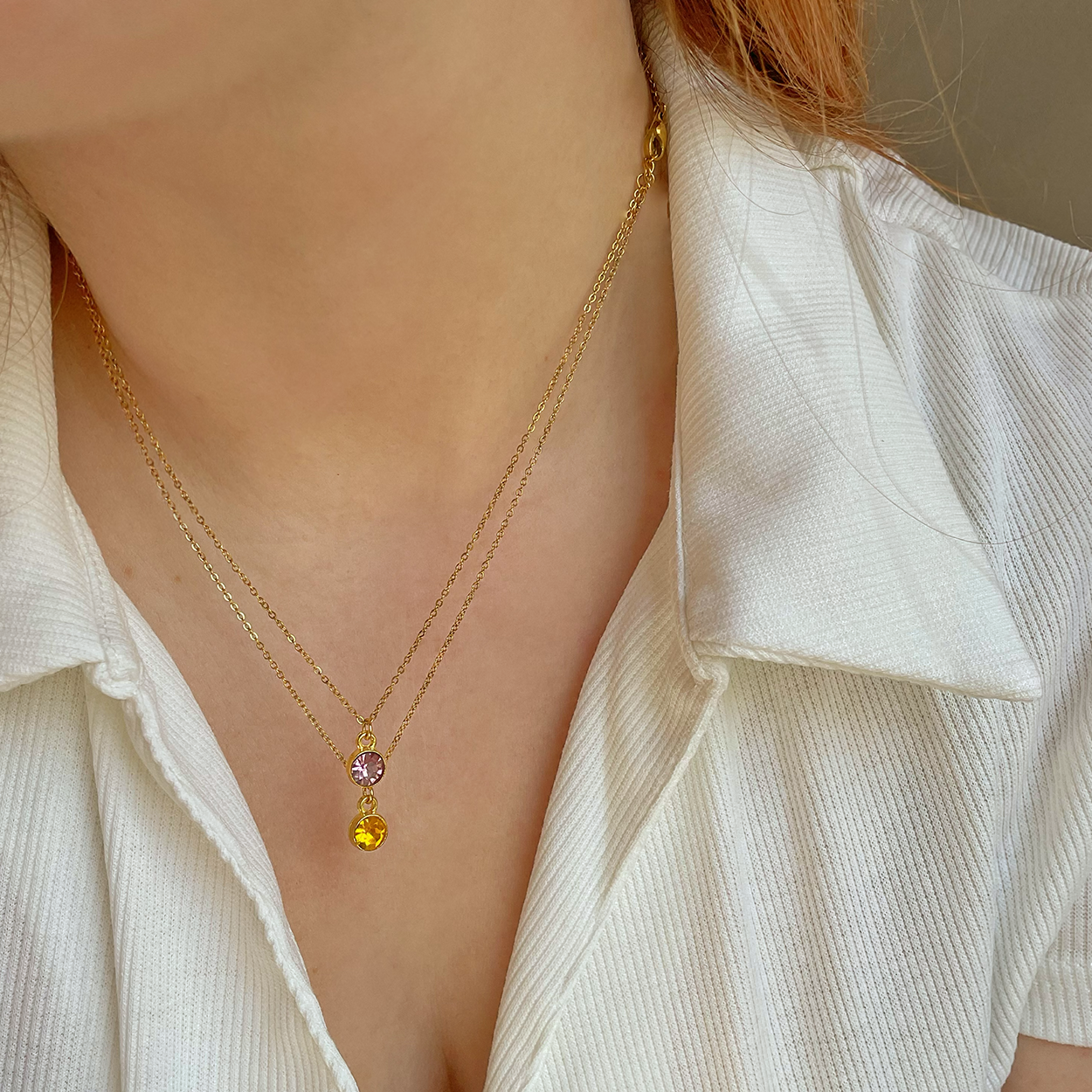 Collar Orange Dot Oro