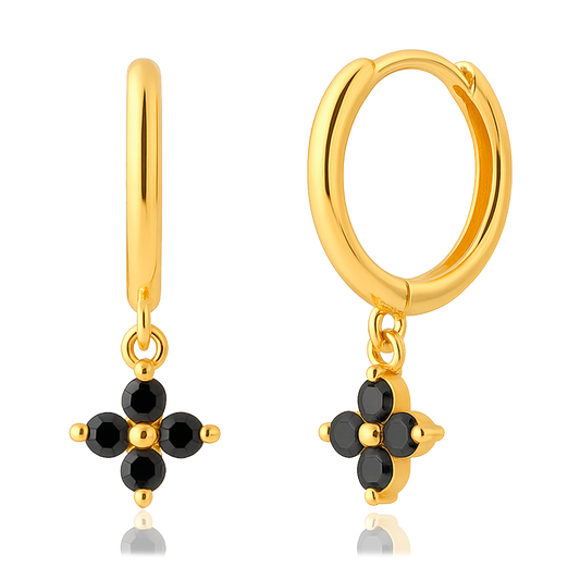 Aros Black Flor Oro